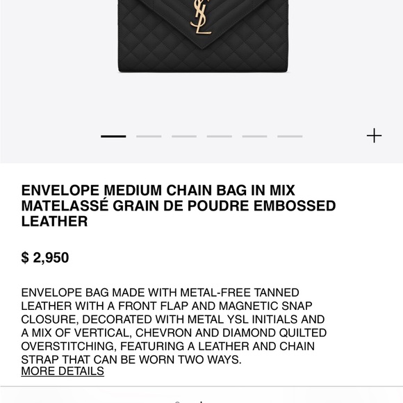 Saint Laurent Bags Ysl Envelope Medium Chain Bag Black And Gold Poshmark
